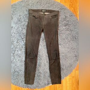 Current Elliott Gray Suede Leather Pants Size 28